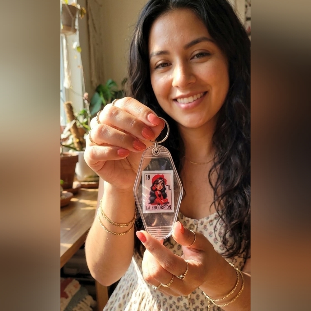 Scorpio Zodiac Motel Keychain Clear Retro Retro Styled Handmade La Escorpion 🦂